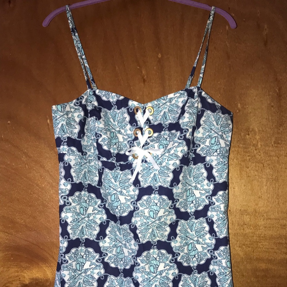 Lilly Pulitzer Navy Blue and Aqua Dress size 12